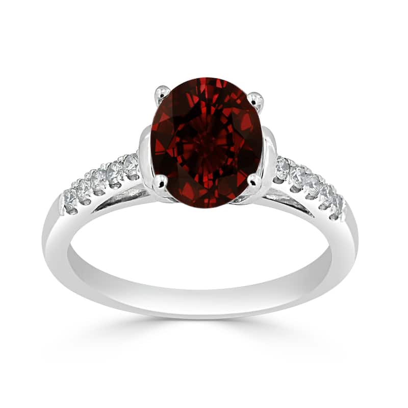 Auriya 2ct Fancy Oval Garnet and Diamond Engagement Ring 1/6ctw 14k Gold