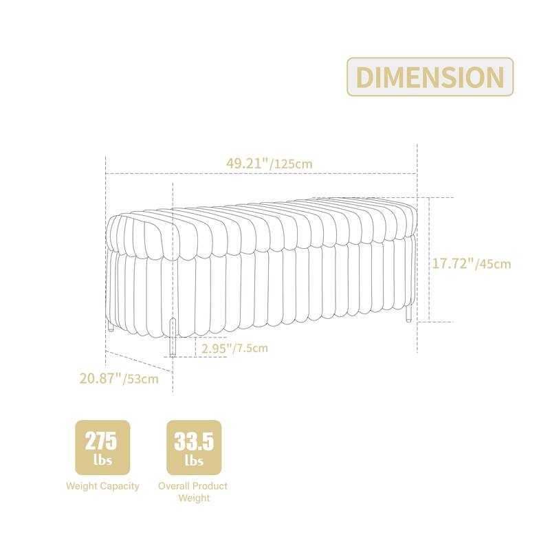 49.2" Wide Faux Fur Flip Top Storage Bench with Black Metal Legs, Bed End Stool Foot Rest for Living Room Entryway Dorm Bedroom