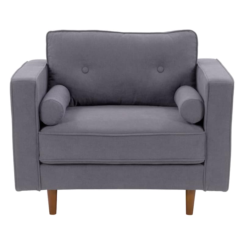 Upholstered Mid Century Accent Chair, Grey - Grey
