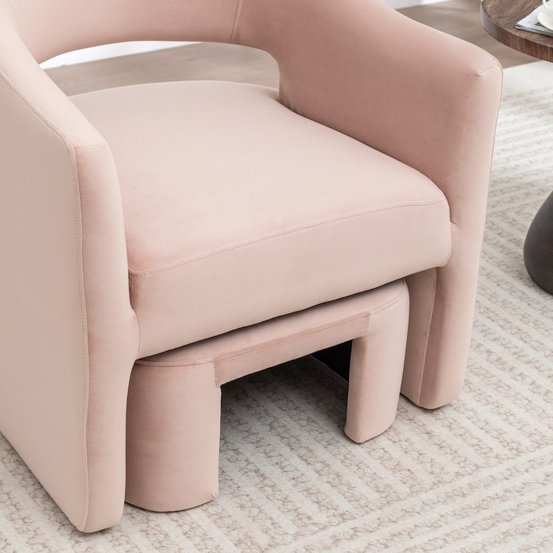 SEYNAR Modern Glam Velvet Accent Armchair Open Back with Ottoman Set of 2