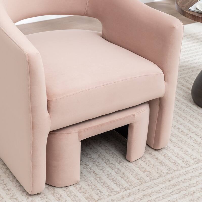 SEYNAR Modern Glam Velvet Accent Armchair Open Back with Ottoman