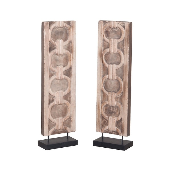 GuildMaster 2516541S 2 Piece Wood Pillar Statue - Natural