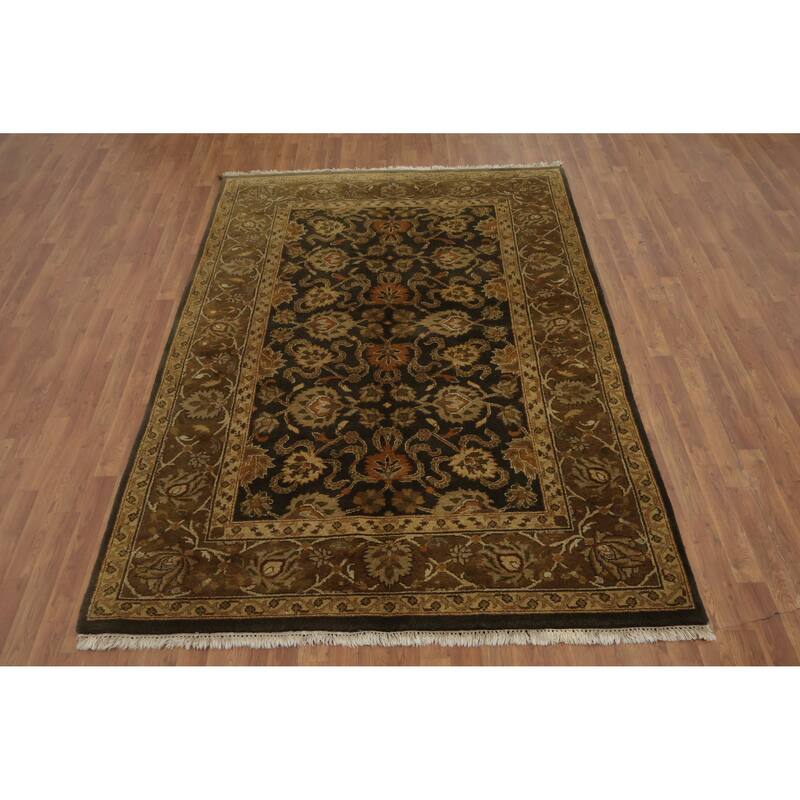 Hand Knotted Oriental 100% Wool Carpet Traditional All-Over Greys & Charcoal Agra Area Rug - 8' 10'' X 5' 10''