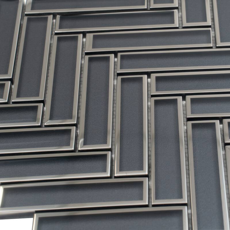 Mirari 12x12 in. Glossy Glass Herringbone Mosaic Wall Tile (4.59 sq ft/case, 5-Pack)