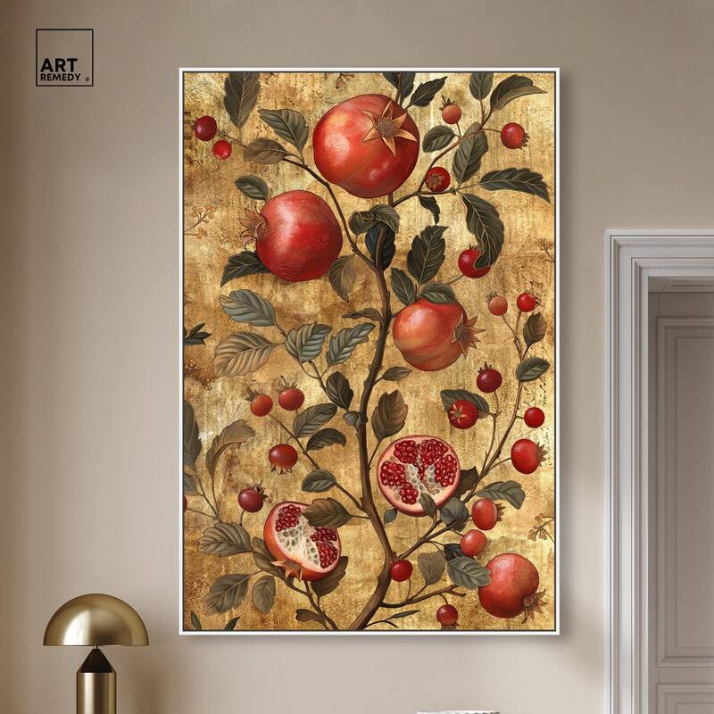 Golden Pomegranate Canvas by Art Remedy