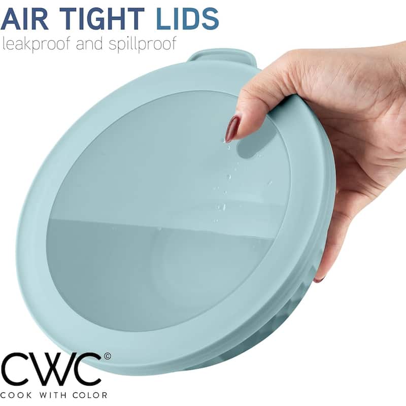 COOK WITH COLOR - 12 Piece Plastic Nesting Bowls - 6 Prep Bowls and 6 Lids, Microwave Safe.