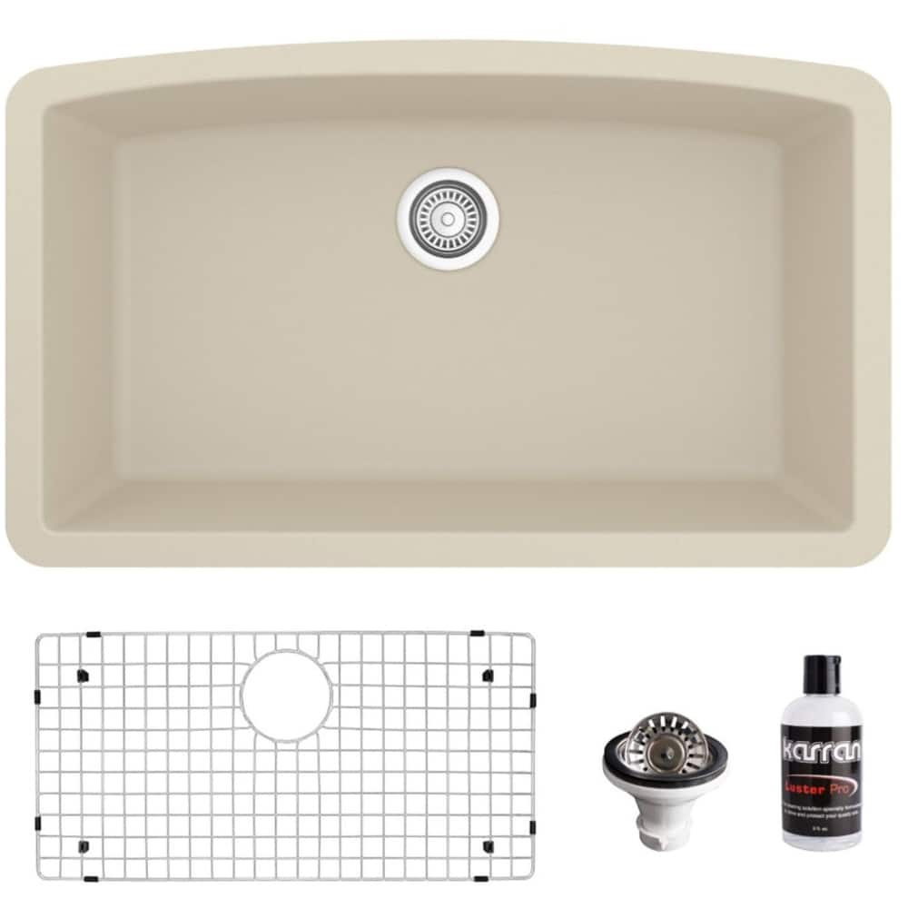 Karran USA QU-712-PK1 Quartz QU 32" Undermount Single Basin Quartz