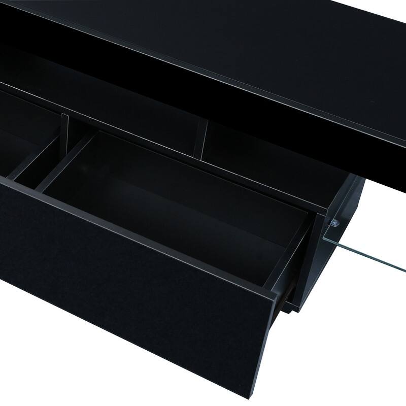 Modern Entertainment TV Stand, 20 Colors LED TV Stand w/Remote Control Lights