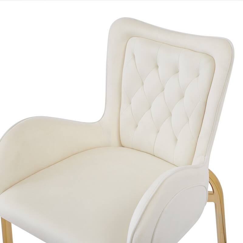 Velvet Bar Stools Set of 2, Counter Height Low Back Arm Chairs with Metal Legs, Kitchen Island Stools with Footrests