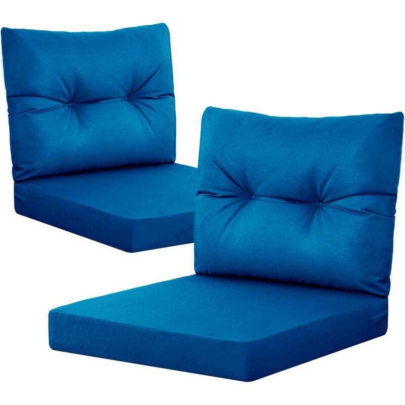 WINSOON 24x24 Inch Outdoor Deep Seat Cushion Set,Waterproof and Resistant Set Of 2 - Dark Blue