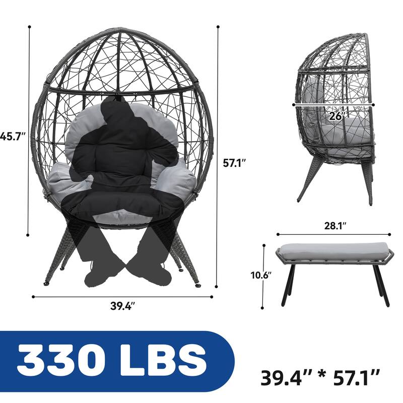 Egg Chair with Stand Outdoor Egg Lounge Chair with Cushion