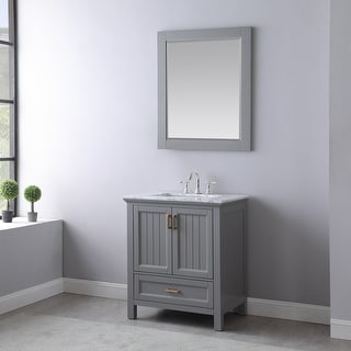 Altair Isla Single Bathroom Vanity Set and Aosta White Countertop with Mirror