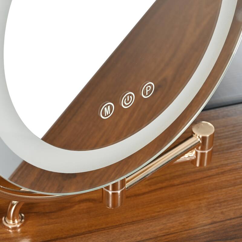 Corner Vanity Desk with Mirror, Modern Makeup Vanity Set With Stool & Cabinet, Wooden Dressing Table with Drawers for