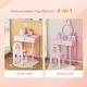 preview thumbnail 53 of 51, Kids Vanity Set with Mirror Makeup Dressing Table with Drawer