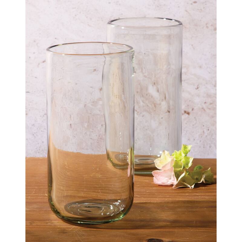 Bloomhouse Sayulita Spring 8 Piece Hand Made 21 OZ Jadeite Colored Glass Tumbler Set W/ Coasters