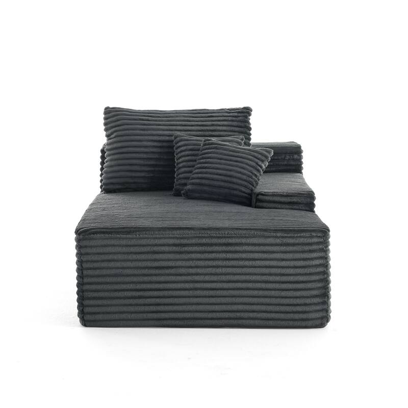 2 - Piece Upholstered Sectional Couch Sleeper Sofa L-Shape Chaise with Pillow