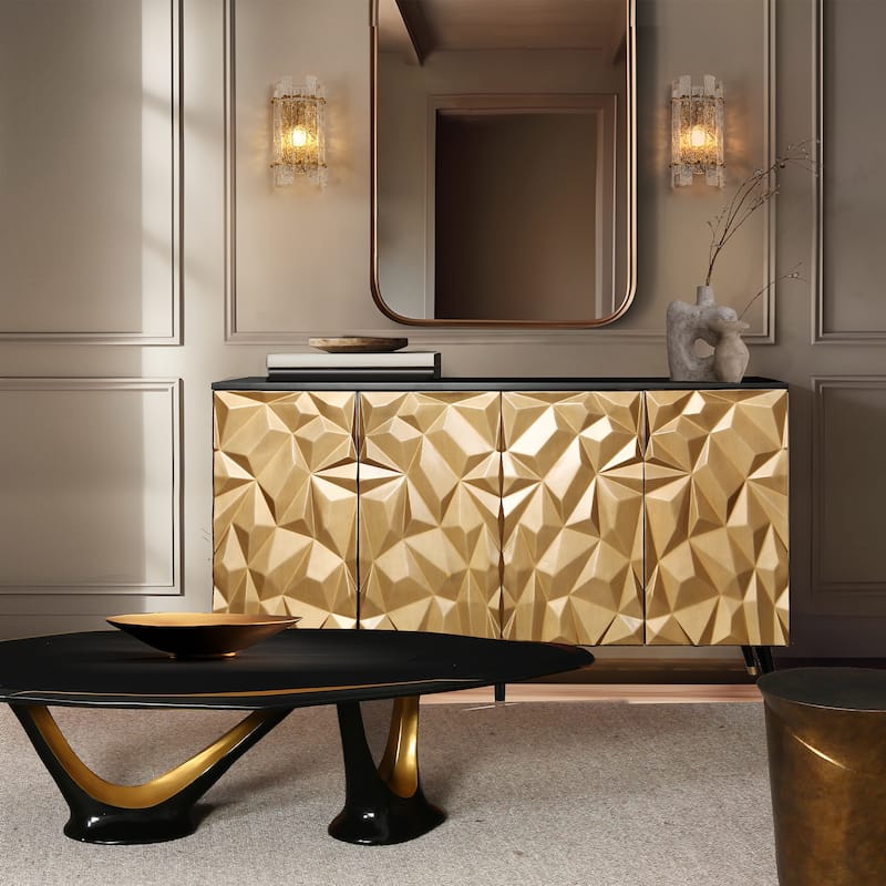 Modern Gold 1-Light Flush Mount Wall Sconces Glass Bathroom Vanity Lights - 5.9" W x 13.2" H x 4" D