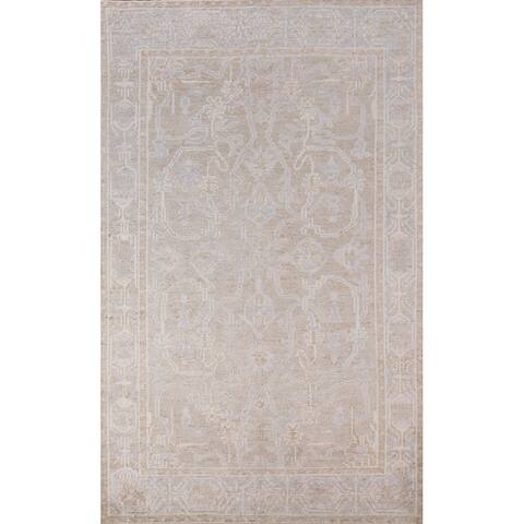 Wool/ Silk Traditional Oushak Oriental Area Rug Hand-knotted Carpet - 5'1" x 7'11"