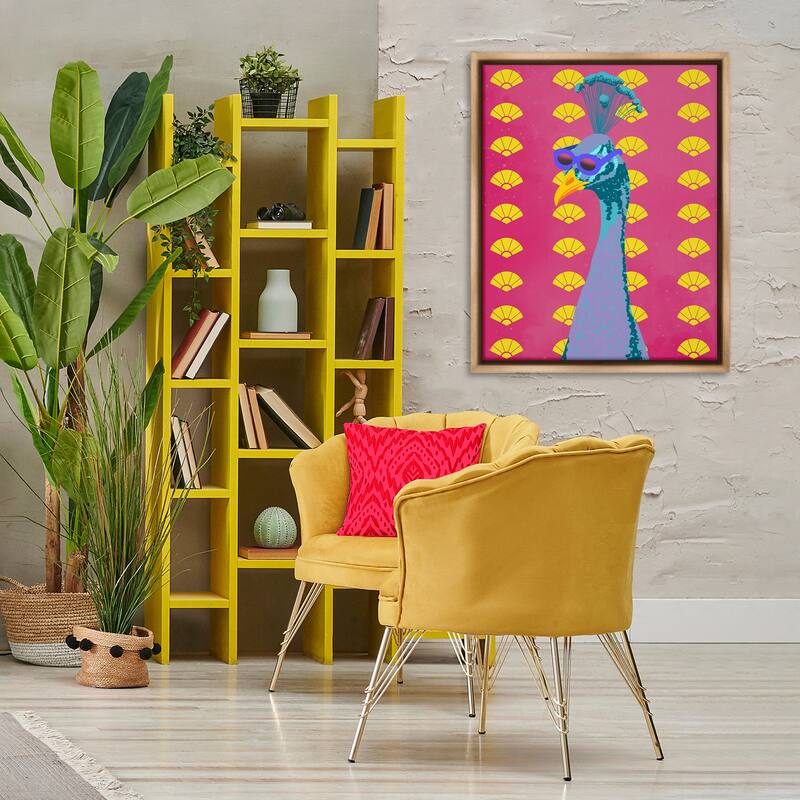 Stupell Vibrant Mod Peacock Framed Floater Canvas Wall Art Design By Marcus Prime