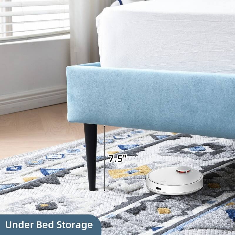 Upholstered Bed with Unique Seashell Headboard