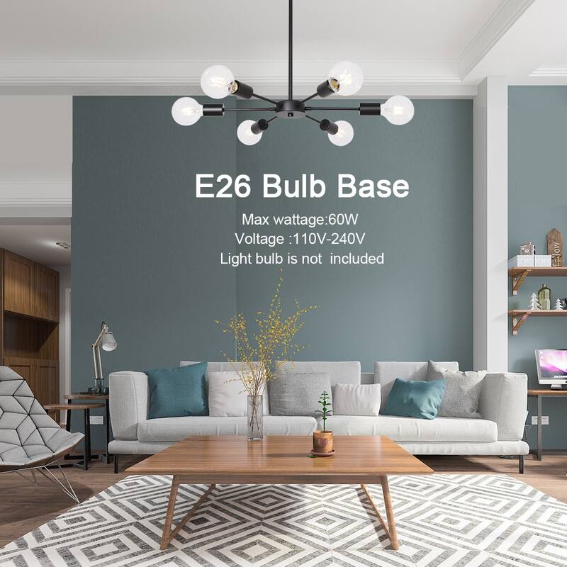 Modern Sputnik Chandelier 6 Lights Mid Century Ceiling Light