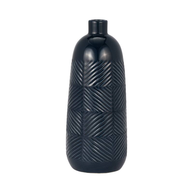 Sagebrook Home Ceramic Cylinder Textured Lines Vase