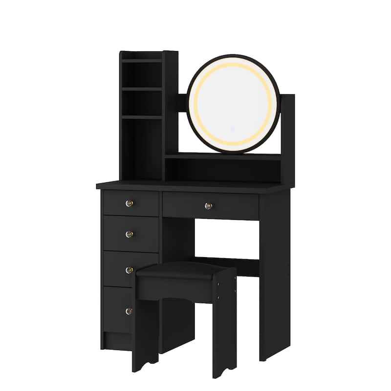 Makeup Vanity Dressing Table, Vanity Mirror with Lights and Table Set - 52"H