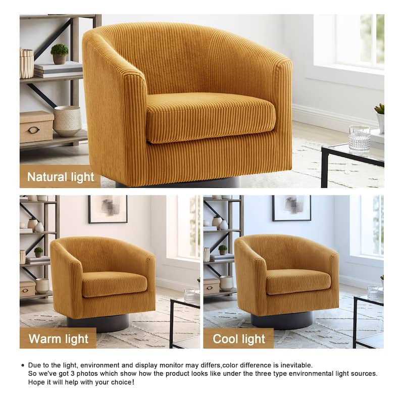 Corduroy Upholstered Swivel Barrel Chair