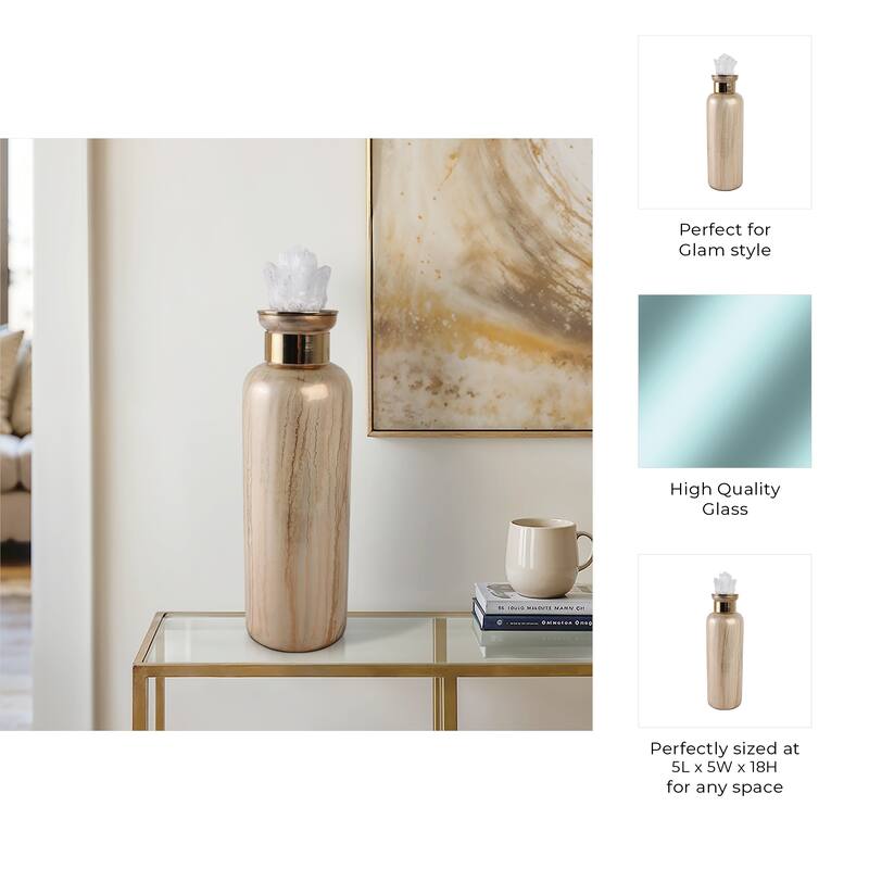 Glass Decorative Vase Glam Accent with Stone Details Modern Style