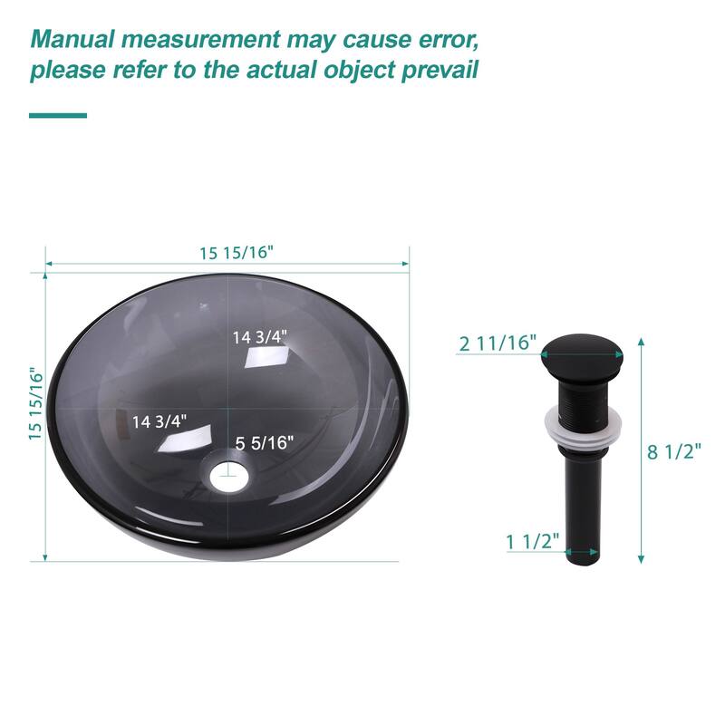 Tempered Glass Bathroom Sink with Faucet and Pop-Up Drain