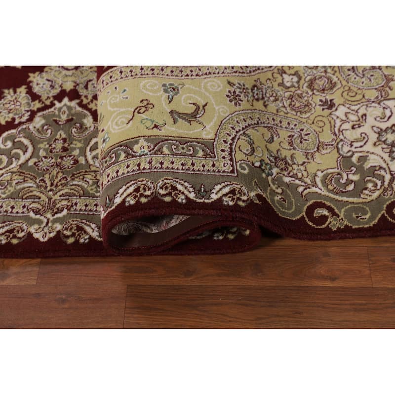 Victorian Style Kashan Turkish Area Rug Machine Made Floral Red Carpet - 6'9" x 9'10"