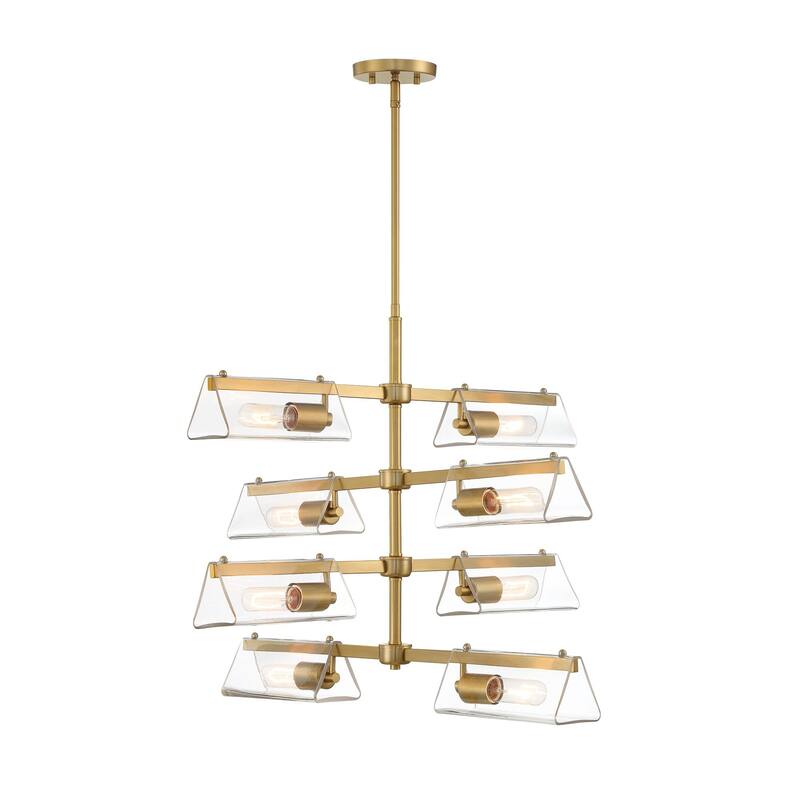 Latitude 28.5 in. 8-Light Brushed Gold Modern Chandelier with Clear Glass Shades