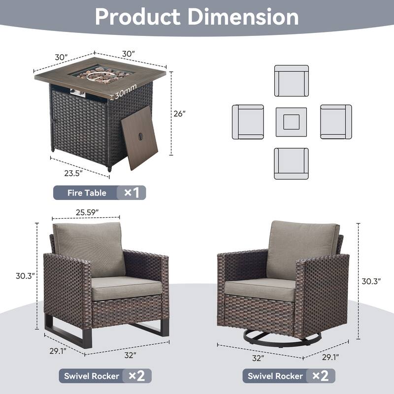 Gymojoy Outdoor Fire Pit Conversation Set, Patio Furniture with Cushions
