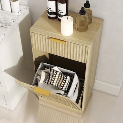 10-Gallon Tilt-Out Trash Can Cabinet with Drawer & Pull-Out Bin
