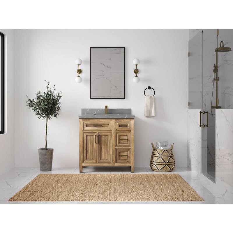 Willow Collections 36 in. W x 22 in. D Santa Monica Teak Bathroom Vanity Center with Countertop