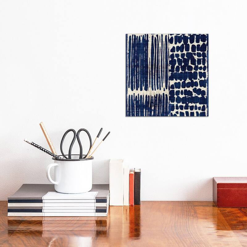 iCanvas "Indigo Batik III" by Wild Apple Portfolio Canvas Print - 12x12x0.75