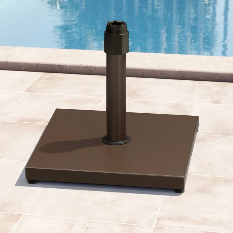 Outdoor Market Umbrella Base Holder Square Concrete / Cement Metal w/Wheels