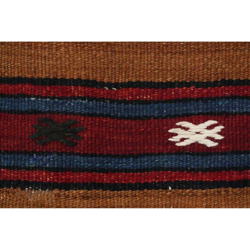 Hand Woven Oriental 100% Wool Carpet Southwestern Tribal Brown Kilim Area Rug - 7' 0'' X 5' 2''