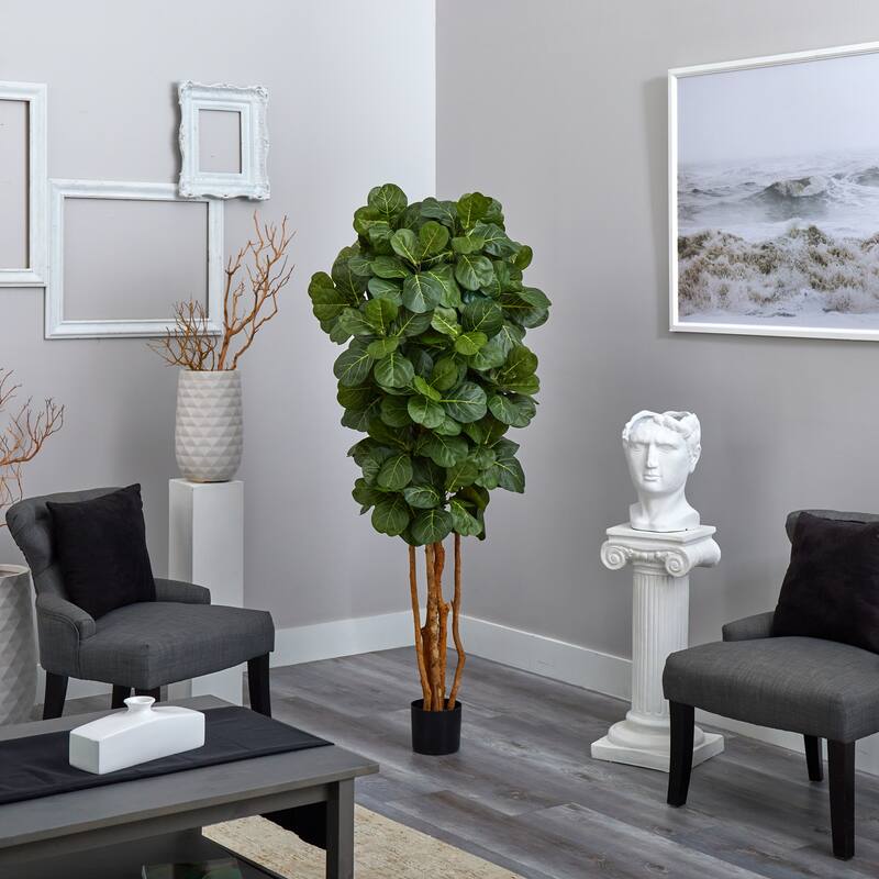 6' Artificial Fiddle Leaf Fig Tree in Black Pot