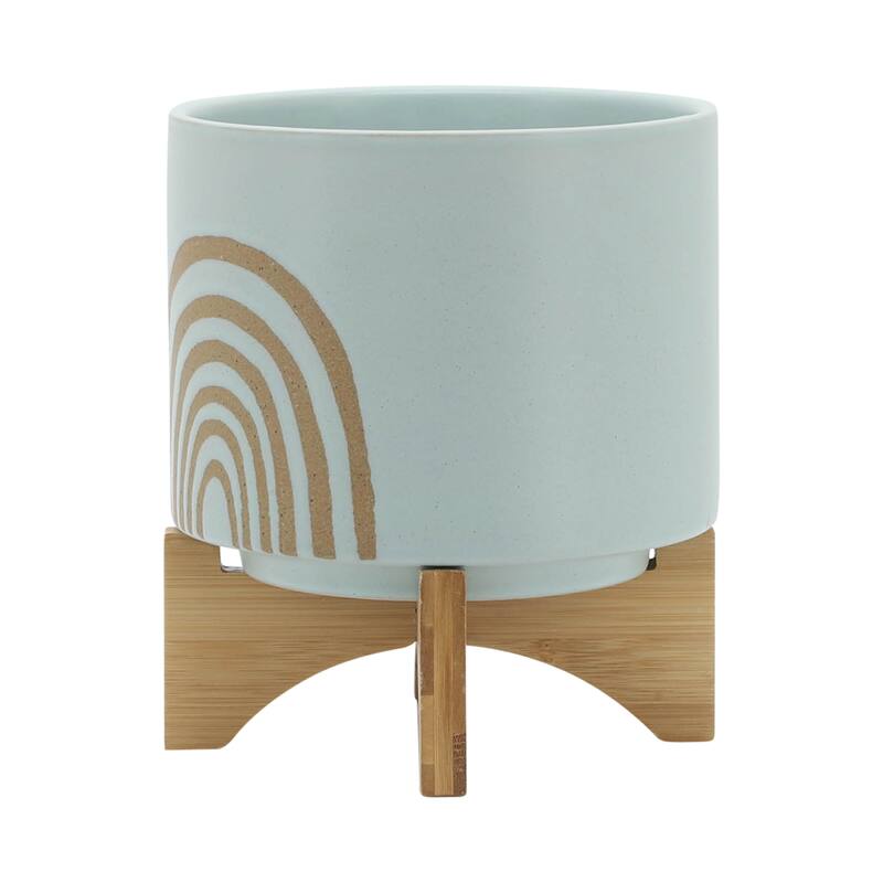 Sagebrook Home Ceramic Rainbow Arch Planter Pot with Stand