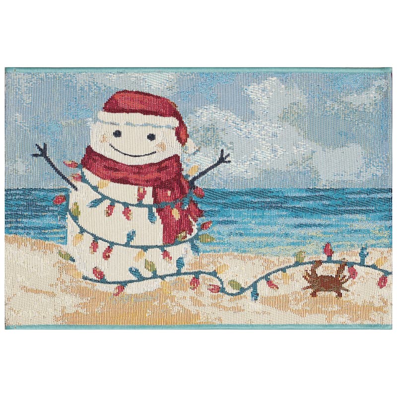 Liora Manne Esencia Beach Snowman Indoor/Outdoor Mat