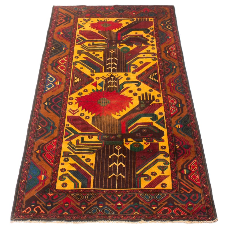 ECARPETGALLERY Hand-knotted Teimani Gold Wool Rug - 3'5 x 7'4