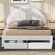 preview thumbnail 2 of 16, Chic Full Size LED Bed with Seashell Headboard and Dual Storage Drawers, White/Pink