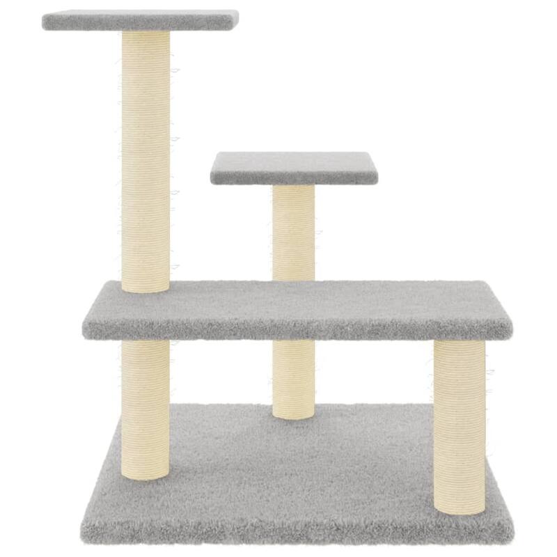 vidaXL Cat Tree Light Grey Engineered wood, plush, sisal Medium Durable - Light Grey