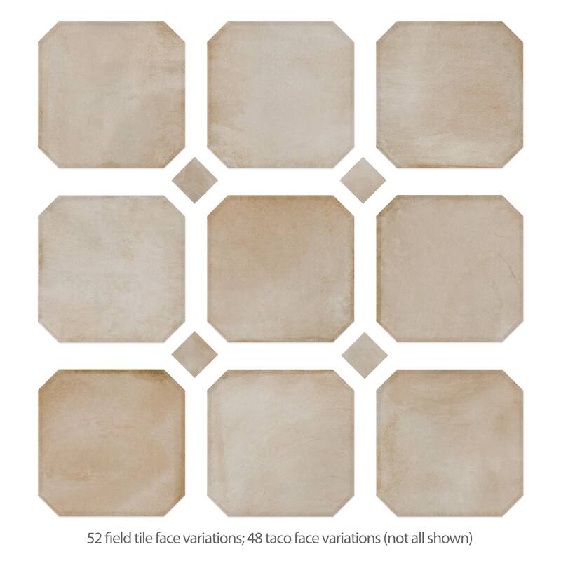 Merola Tile Laverton Octagon Arena with Taco Arena 7-7/8" x 7-7/8" Porcelain Floor and Wall Tile