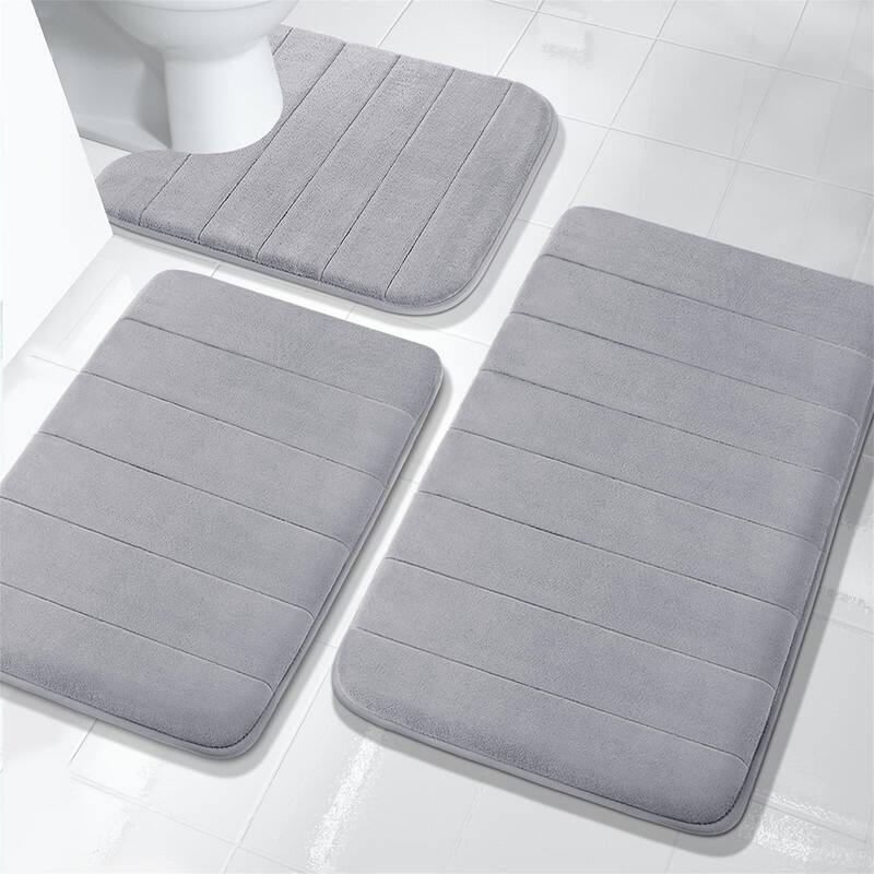 Memory Foam Bath Mat Set - Grey