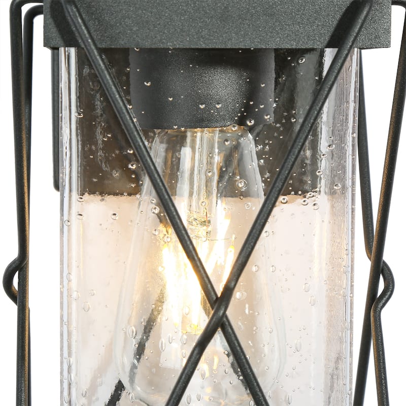 1-light Modern Black Lantern Outdoor Wall Light Farmhouse LED dimmable Exterior Sconce