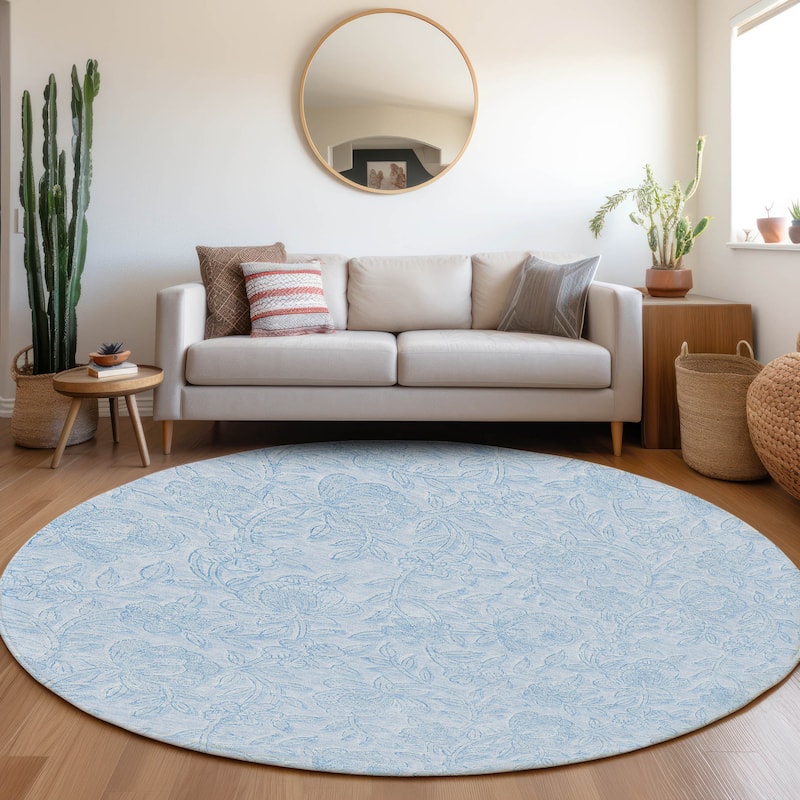 Machine Washable Indoor/ Outdoor Chantille Floral Farmhouse Rug