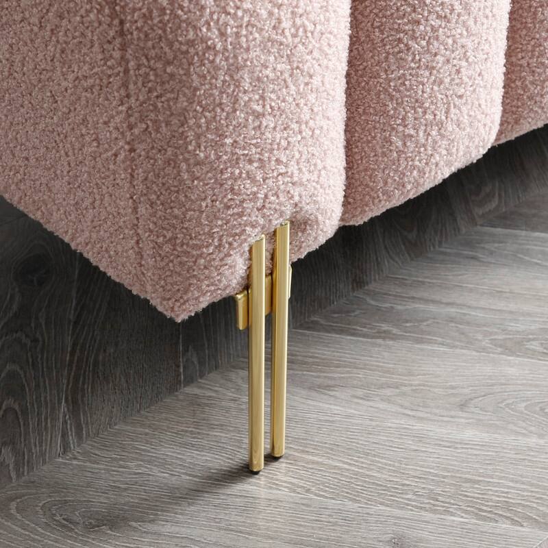 53.2" W Modern Upholstered Entryway Bench with Gold Metal Legs