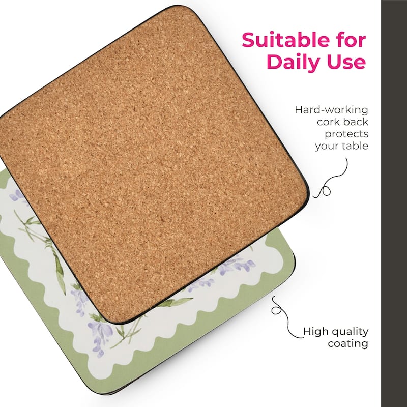 Portmeirion Set of 6 Lavandula Coasters - 4 x 4 in